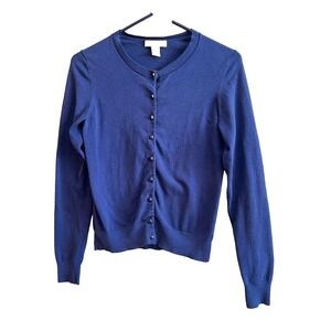 Banana Republic Cardigan Blue Metal Buttons Part Silk Size Small